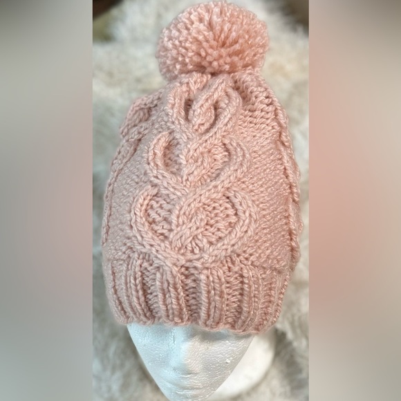 Hand Crafted Accessories - Handmade Hand Crafted Knit Heart to Heart Hat Pink Adult/Teen size